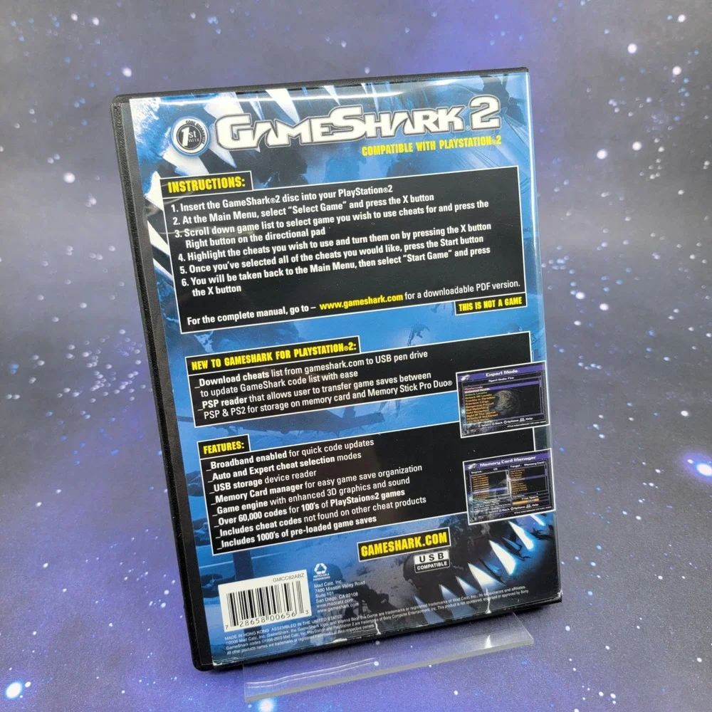 GameShark 2 Cheat Codes Video Game for PlayStation 2 PS2 V1.1 Mad Catz Disc Case